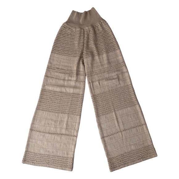 Pepa Pombo Tan Synthetic Knitted Flare Pants M - Picture 1 of 7